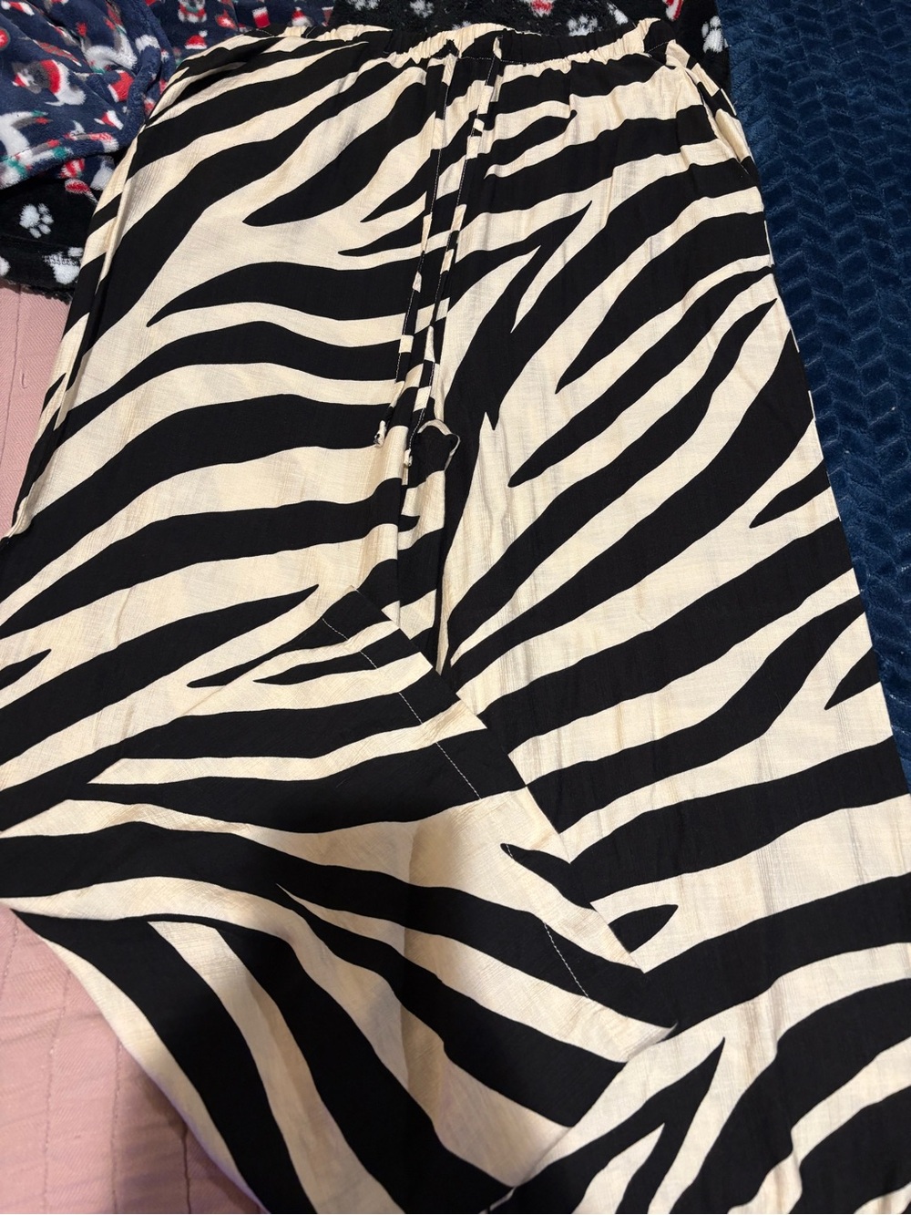 SHEIN Black & Cream Zebra Print Wide-Leg Pants
